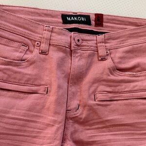 Makobi Men's Skinny Jeans in Pink